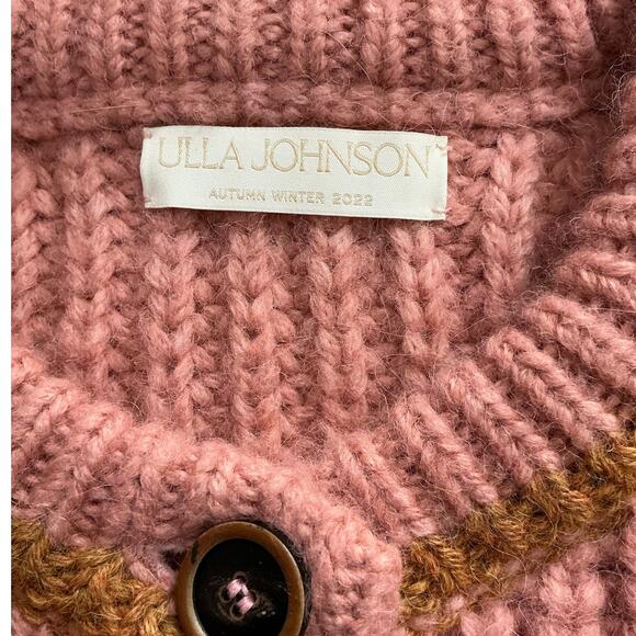 Ulla Johnson Elle Cardigan Rosewood Baby Alpaca Puff Sleeve Knit Sweater Large - Picture 11 of 13